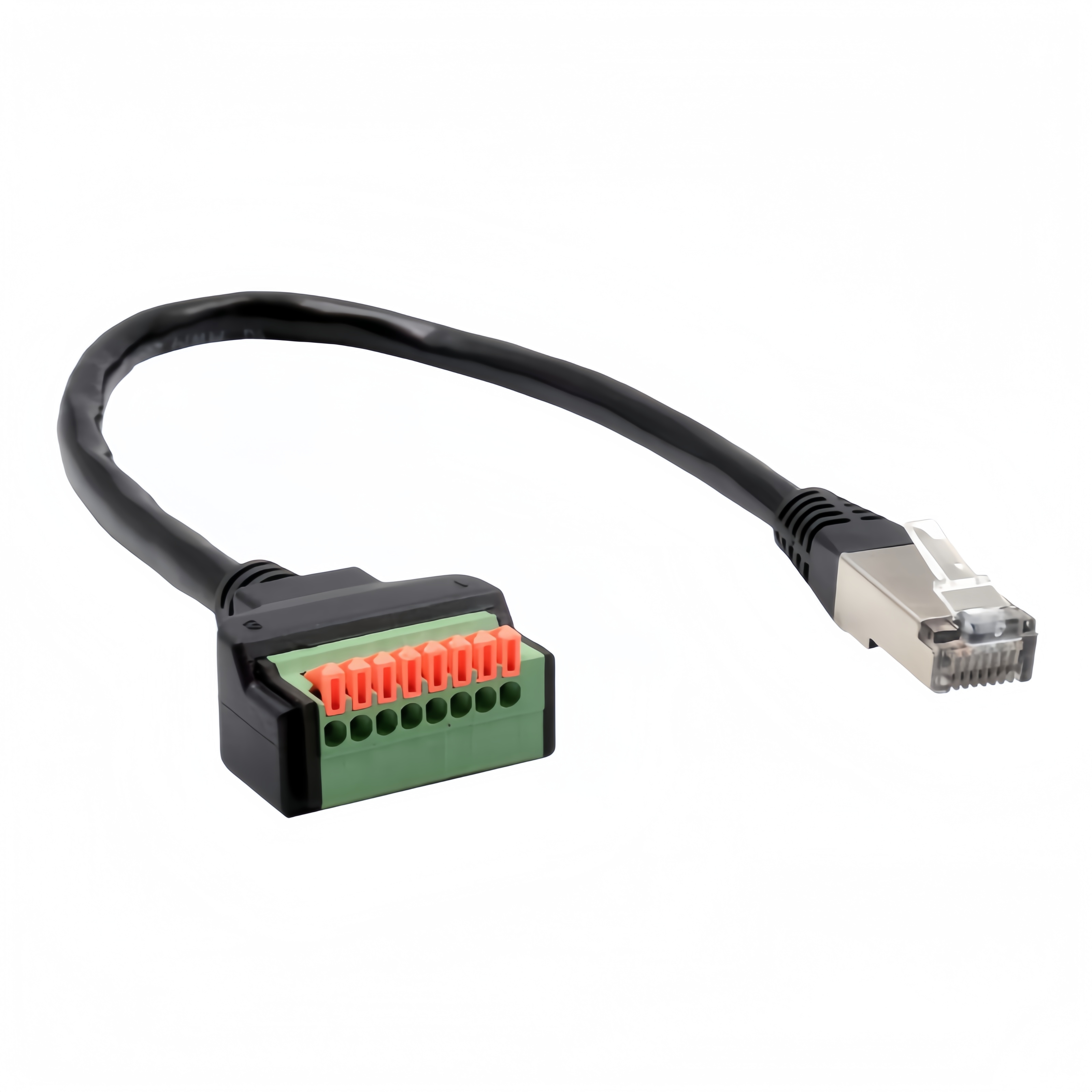  RJ45 Cable Cat.5e plug to Terminal Block Adapter with push button 15 cm