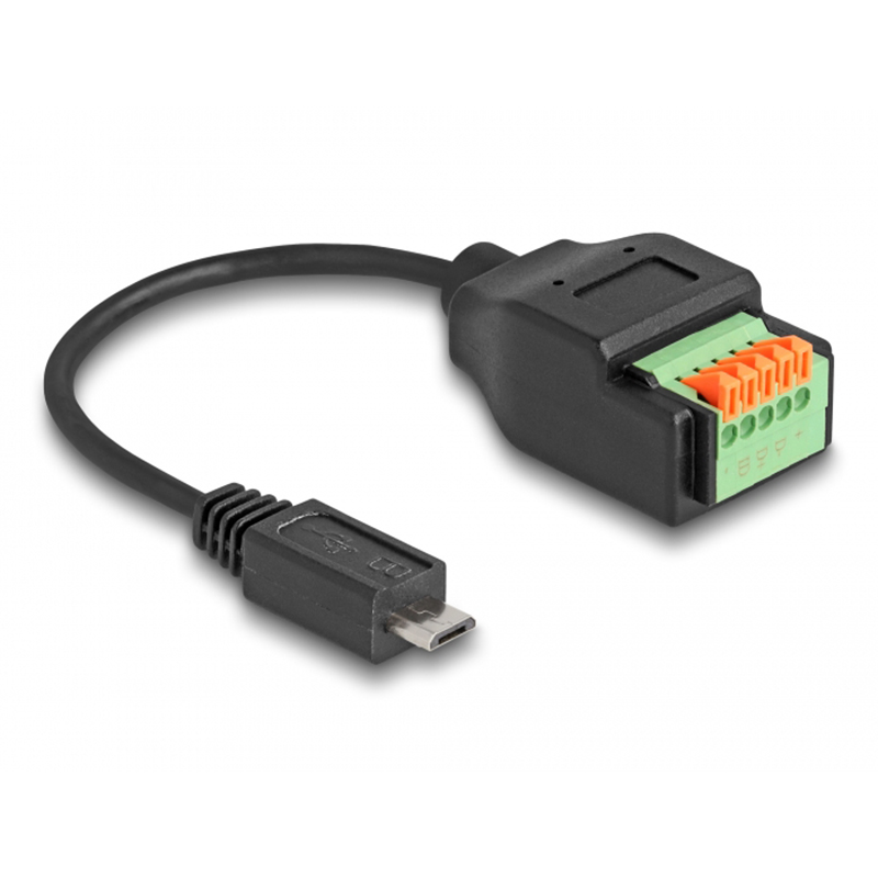 USB 2.0 Cable Type Micro-B male to Terminal Block Adapter with push button 15 cm