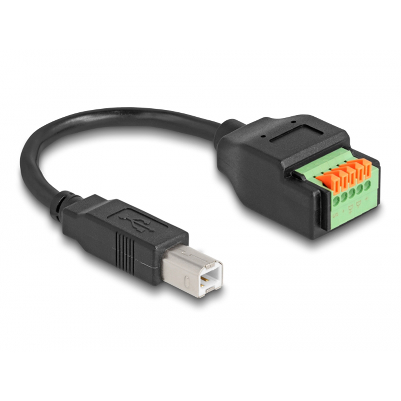 USB 2.0 Cable Type-B male to Terminal Block Adapter with push button 15 cm