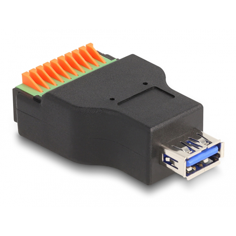 USB 3.2 Gen 1 Type-A female to Terminal Block Adapter with push button