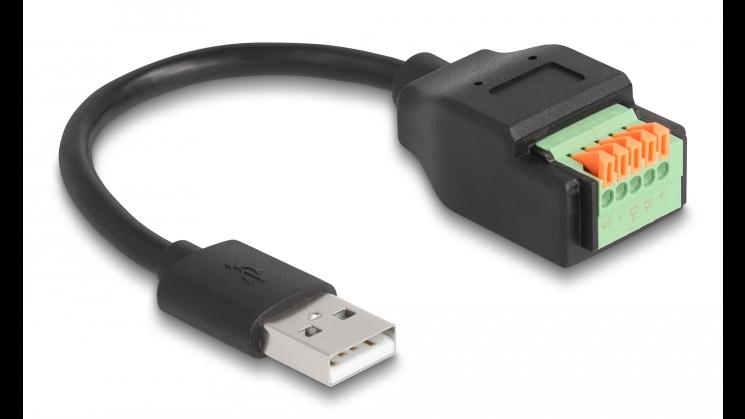 USB 2.0 Cable Type-A male to Terminal Block Adapter with push button 15 cm