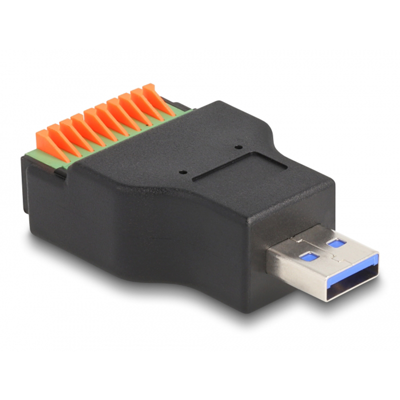 USB 3.2 Gen 1 Type-A male to Terminal Block Adapter with push button